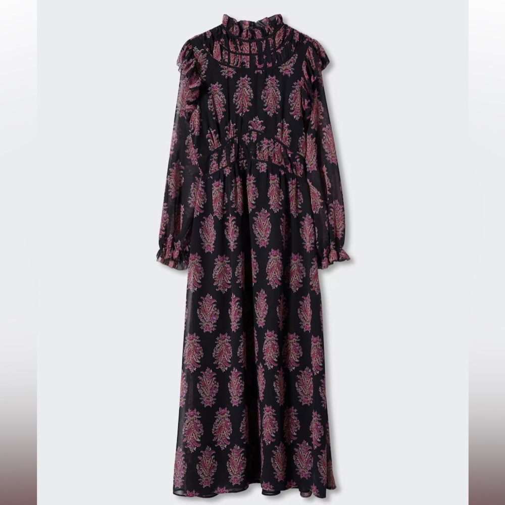 MNG Baroque Print Dress